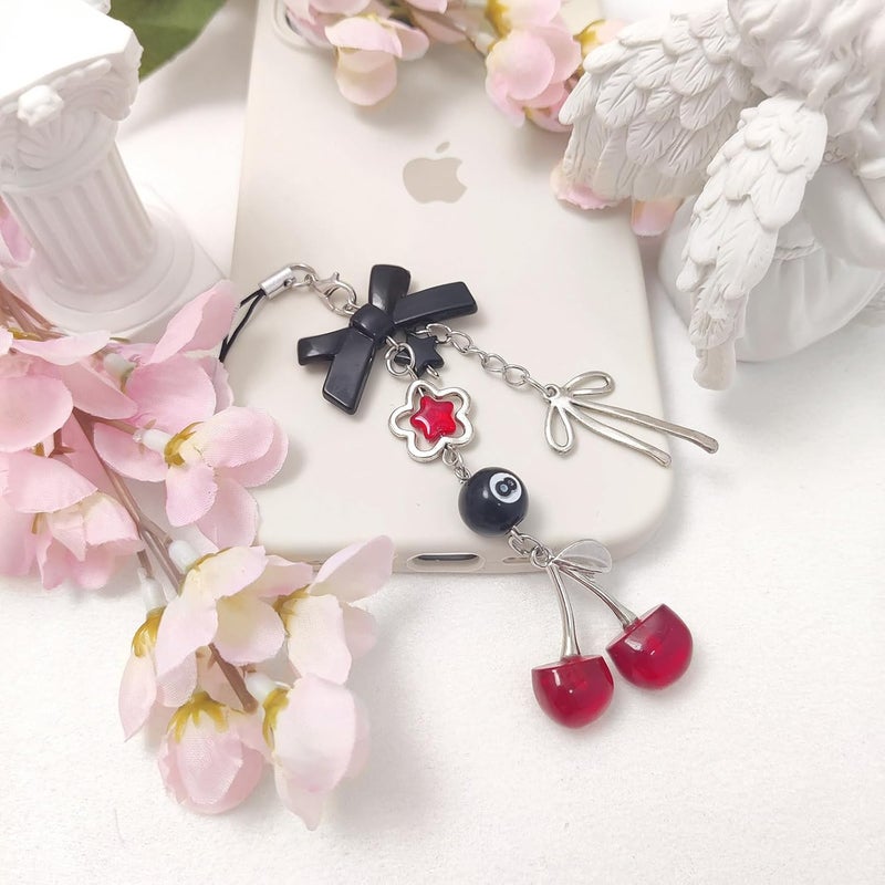 cioatu 1-4PCS Cute Phone Charms Aesthetic Y2K Cell Phone Charms Strap Pink Strawberry Butterfly Star PhoneCharm Y2K Accessories for Bag Keychain Airpods Camera Pendants Decor - Image 3